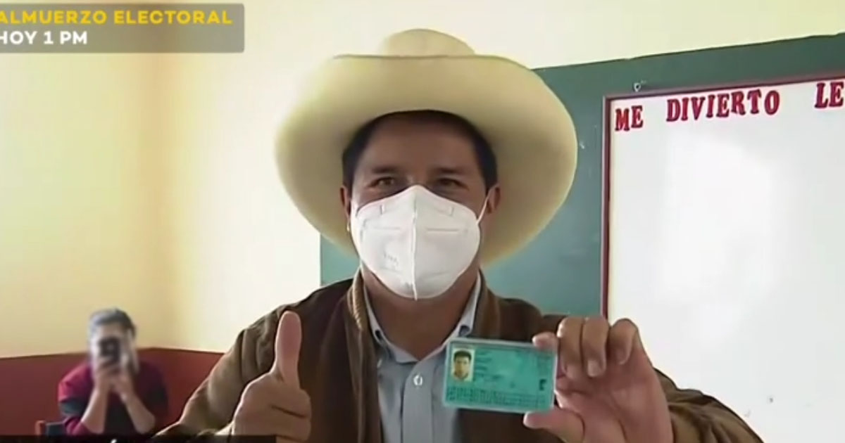 Pedro Castillo ya se acercó a votar e indicó que se quedara en Cajamarca para recibir el flash electoral. wapa.pe
