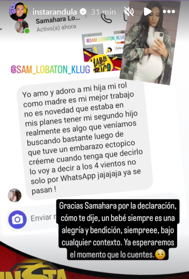 Samahara Lobatón aclara que no está embarazada
