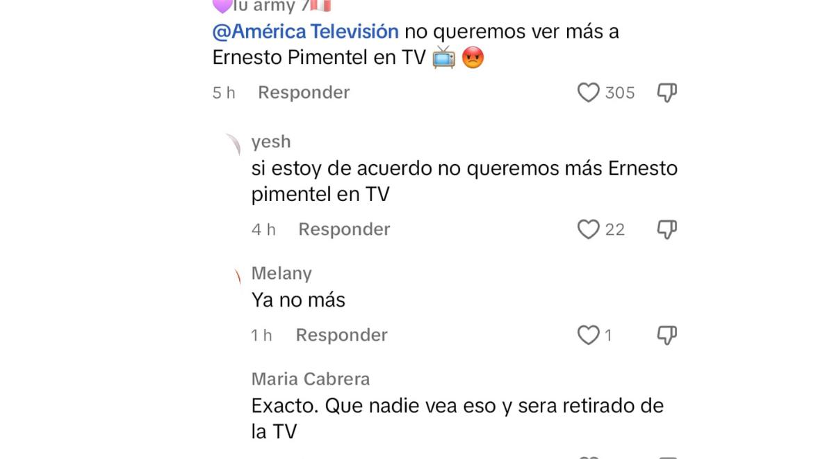 Usuarios piden salida de Ernesto Pimentel de la TV
