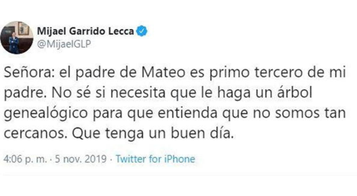 Mijael Garrido Lecca vía Twitter.