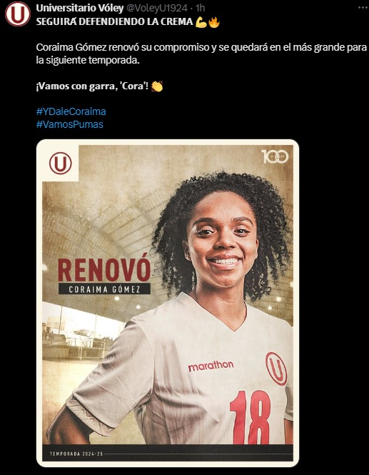 Coraima Gómez renovó contrato con Universitario.