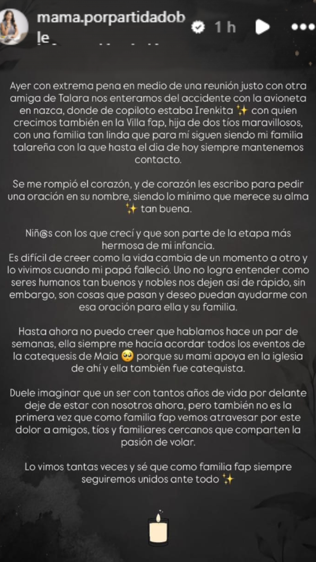 Comunicado de la influencer en redes Comunicado de la influencer en redes